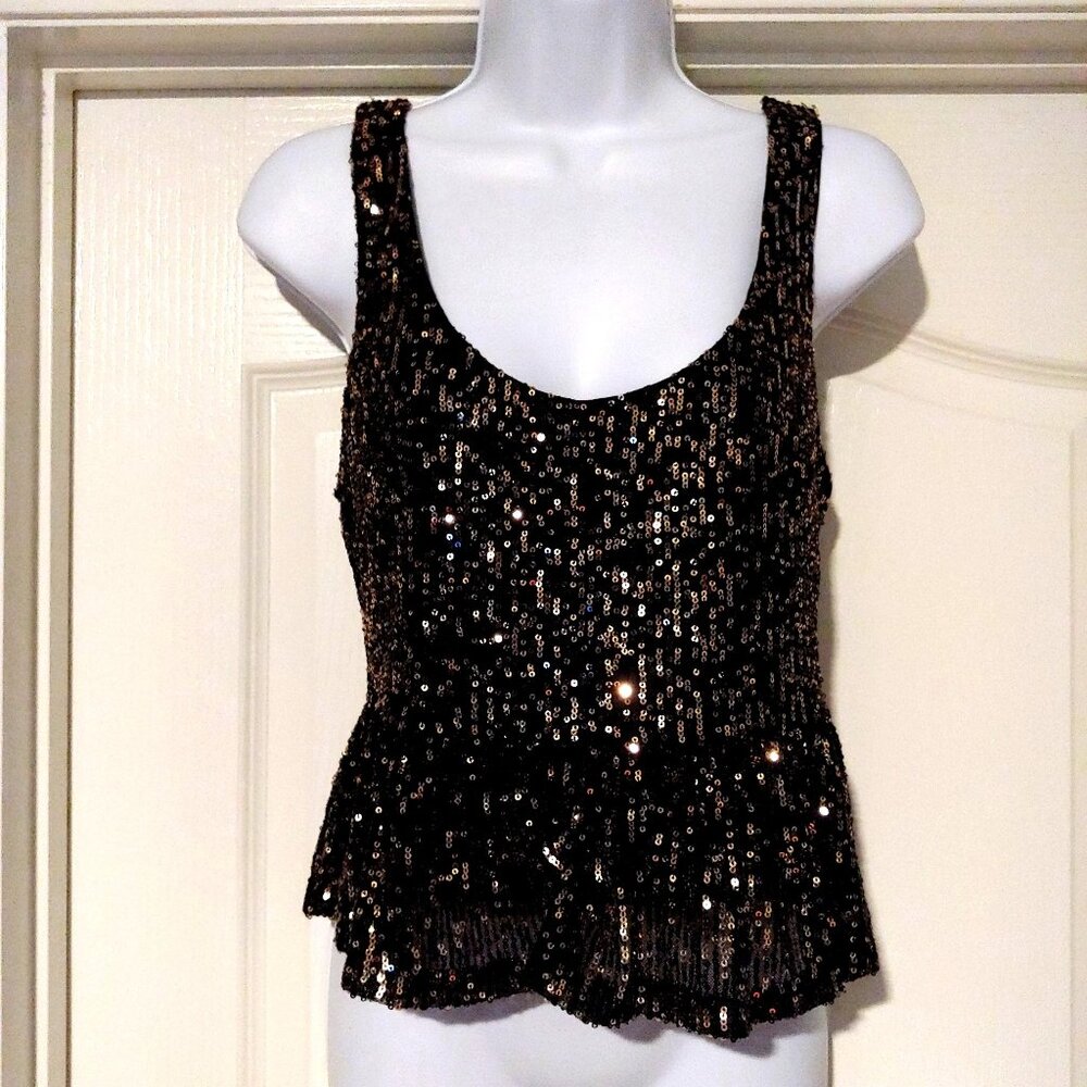 Altar'd State Black Sequined Peplum Tank
